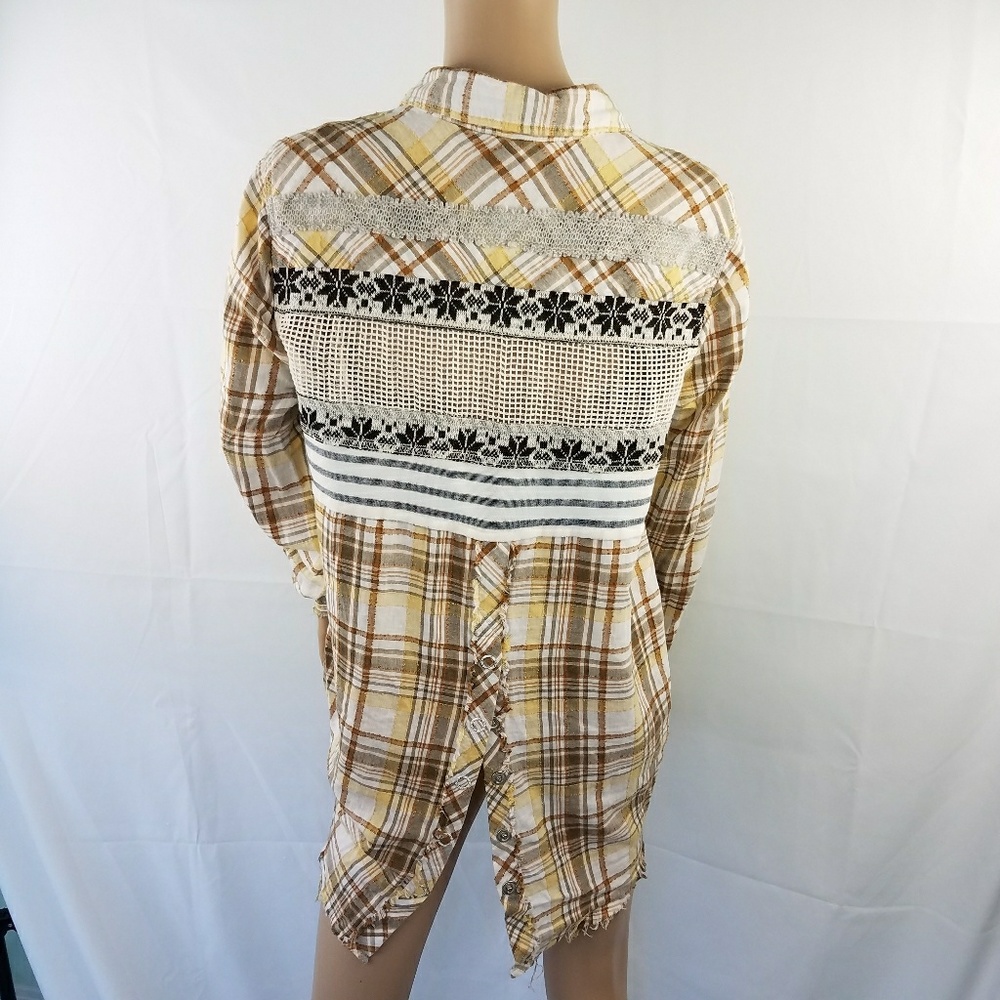 We the free Free People PLAID button down shirt L